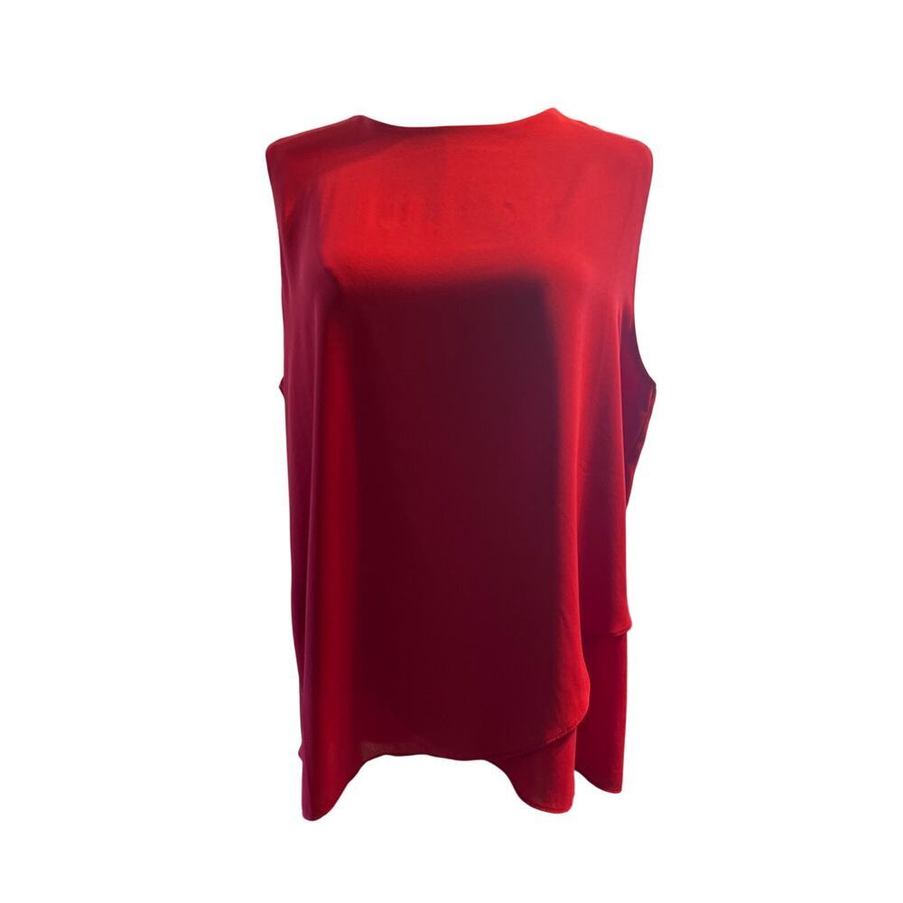 Chico’s Clarissa Crepe Tulip Hem Sleeveless Tank Top. Red. Size 2
